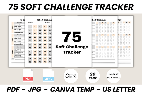 Download 75 Soft Challenge Tracker Canva Template - 75 soft challenge Collection
