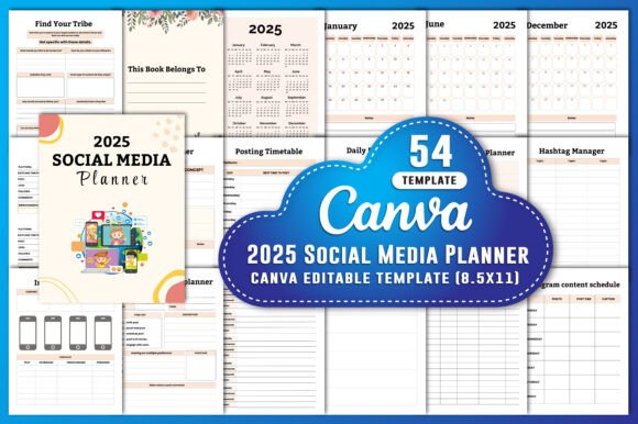 Download 2025 Social Media Planner Canva KDP - Social media planner Collection