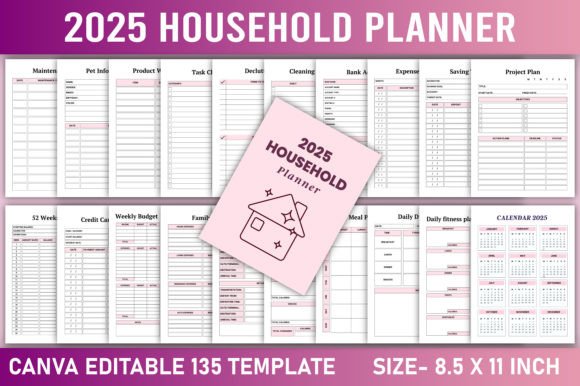 Download Editable 2025 Household Planner Canva - House Collection